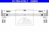 83.7804-0150.3 - Przewód hamulcowy elastyczny ATE /tył P/ VAG 80 84-91