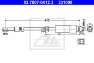 83.7807-0412.3 - Przewód hamulcowy elastyczny ATE OPEL VECTRA C/SIGNUM 0 2- /SAAB 9-3 02-