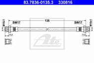 83.7836-0135.3 - Przewód hamulcowy elastyczny ATE /tył/ VAG GOLF III 91-97