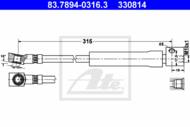 83.7894-0316.3 - Przewód hamulcowy elastyczny ATE /przód L/ OPEL KADETT E 86-91