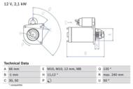 0 986 020 131 - Rozrusznik BOSCH 12V