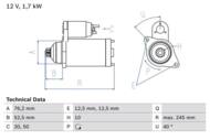 0 986 020 300 - Rozrusznik BOSCH 12V