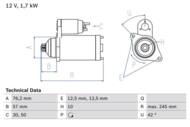 0 986 020 320 - Rozrusznik BOSCH 12V