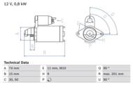 0 986 020 551 - Rozrusznik BOSCH TOYOTA