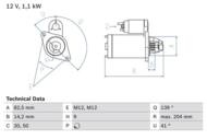 0 986 021 210 - Rozrusznik BOSCH 12V