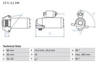 0 986 021 351 - Rozrusznik BOSCH 12V