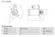 0 986 023 240 - Rozrusznik BOSCH 12V