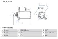 0 986 025 240 - Rozrusznik BOSCH 12V