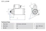 0 986 025 840 - Rozrusznik BOSCH 12V