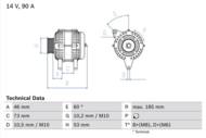 0 986 040 380 - Alternator 12V BOSCH 