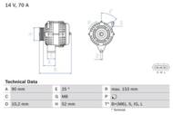 0 986 040 531 - Alternator 12V BOSCH 