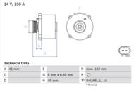 0 986 041 750 - Alternator 12V BOSCH 