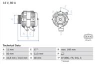 0 986 044 701 - Alternator 12V BOSCH 