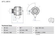 0 986 045 360 - Alternator 12V BOSCH 