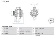 0 986 047 840 - Alternator 12V BOSCH DB