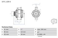 0 986 049 010 - Alternator 12V BOSCH DB