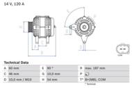 0 986 080 350 - Alternator 12V BOSCH 