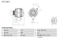 0 986 080 570 - Alternator 12V BOSCH 