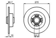 0 986 479 196 - Tarcza hamulcowa BOSCH 270x10 /tył/ RENAULT MEGANE 03- (bez łożyska)