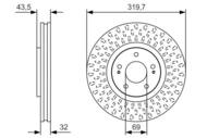 0 986 479 T01 - Tarcza hamulcowa BOSCH MITSUBISHI LANCER EVO VIII 04-05 P