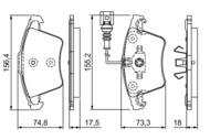 0 986 494 203 - Klocki hamulcowe BOSCH VAG T5 03- KOŁA 17 /z czujnikiem/