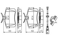 0 986 494 598 - Klocki hamulcowe BOSCH /tył/ VAG POLO 01- /z czujnikiem/