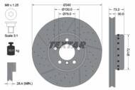 92265025 TEX - Tarcza hamulcowa TEXTAR /przód/ BMW 1/2/3/4 10- PERFOROWANY