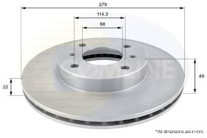 ADC0252V - Tarcza hamulcowa COMLINE COAT 280x22 /przód/ NISSAN ALMERA 00-/PRIMERA 96-