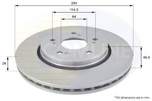ADC0560V - Tarcza hamulcowa COMLINE COAT 293x28 /przód/ HONDA CRV 07-