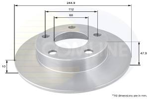 ADC1437 - Tarcza hamulcowa COMLINE 245x10 /tył/ VAG QUATTRO 4MOTION/SYNCRO