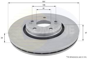 ADC1537V - Tarcza hamulcowa COMLINE COAT 300x26 /przód/ RENAULT LAGUNA II 01-