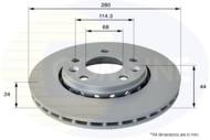 ADC1585V - Tarcza hamulcowa COMLINE COAT 280x24 /przód/ RENAULT LAGUNA 07-/MEGANE 08-/DACIA 10-