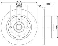 8DD 355 100-101 - Tarcza hamulcowa HELLA PAGID 