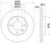 8DD 355 100-191 - Tarcza hamulcowa HELLA PAGID 