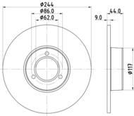 8DD 355 100-481 - Tarcza hamulcowa HELLA PAGID 