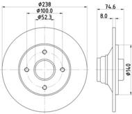 8DD 355 104-021 - Tarcza hamulcowa HELLA PAGID 