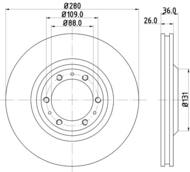 8DD 355 106-001 - Tarcza hamulcowa HELLA PAGID 