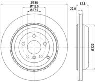 8DD 355 113-231 - Tarcza hamulcowa HELLA PAGID 