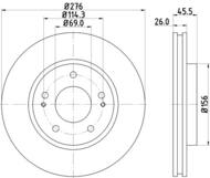 8DD 355 116-311 - Tarcza hamulcowa HELLA PAGID 