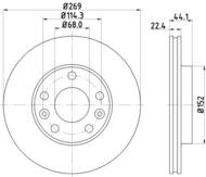 8DD 355 122-431 - Tarcza hamulcowa HELLA PAGID 