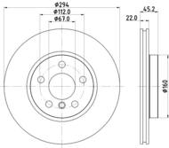 8DD 355 122-651 - Tarcza hamulcowa HELLA PAGID 