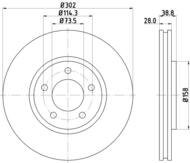 8DD 355 127-671 - Tarcza hamulcowa HELLA PAGID 