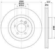 8DD 355 129-501 - Tarcza hamulcowa HELLA PAGID 