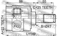 2211-CERII16 - Przegub nap.FEBEST /wew. / HYUNDAI I30 07-12