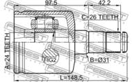 2711-S80ATLH - Przegub nap.FEBEST /L/ /wew. / VOLVO V50/240/260/C70/S40/S60/S80/S90/V40 01-