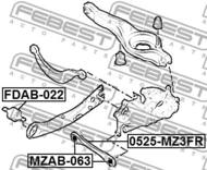 FDAB-022 - Tuleja wahacza FEBEST /tył/ wzdłużnego FORD FOCUS/KUGA/GRAND C-MAX