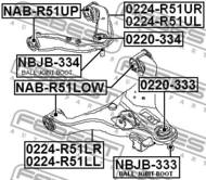 NAB-R51LOW - Tuleja wahacza FEBEST /przód dolny/ NISSAN PATHFINDER 05-13