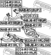 NAB-R51RUP1 - Tuleja wahacza FEBEST /tył górny/ NISSAN PATHFINDER 05-13