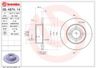 08.4874.14 - Tarcza hamulcowa BREMBO /tył/ VAG 80 86-95