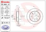 08.9081.31 - Tarcza hamulcowa BREMBO /tył/ KIA CERATO 04-09